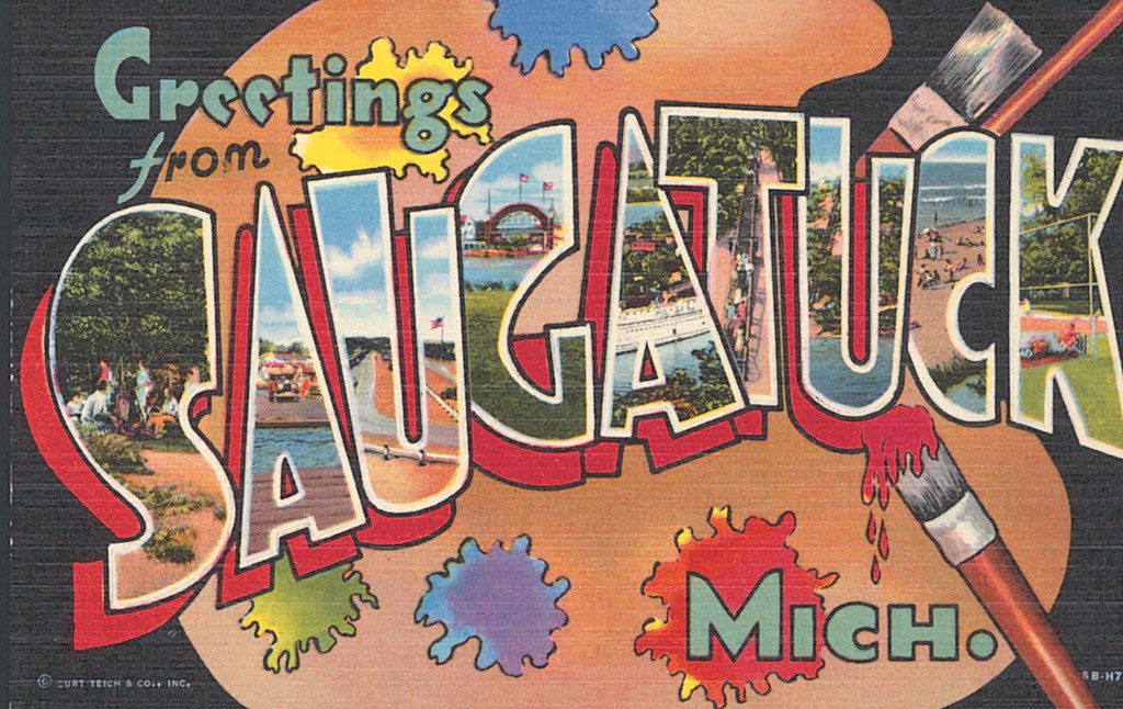 Saugatuck postcard - michigans cottage country