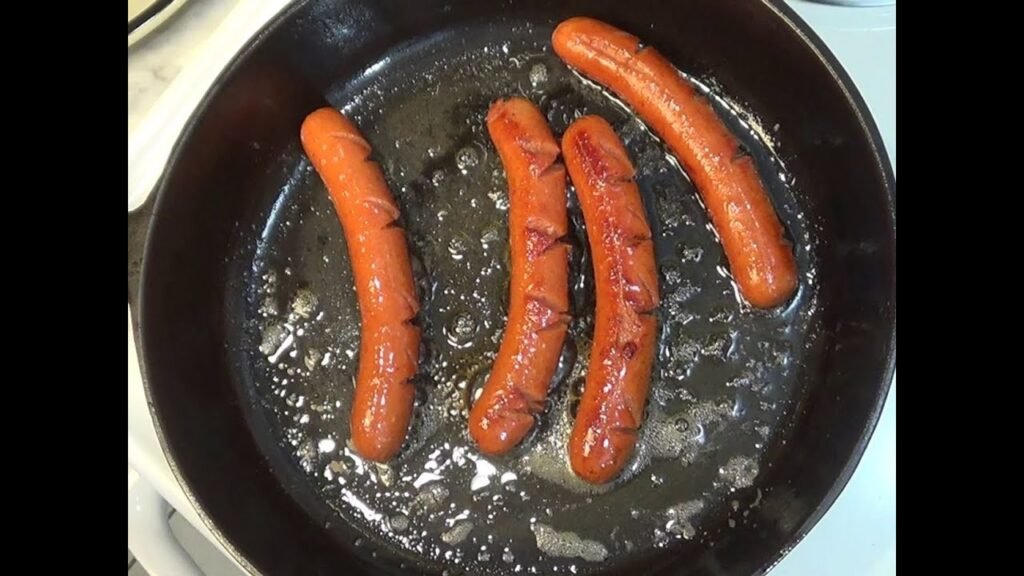 Cast iron grilled hotdogs