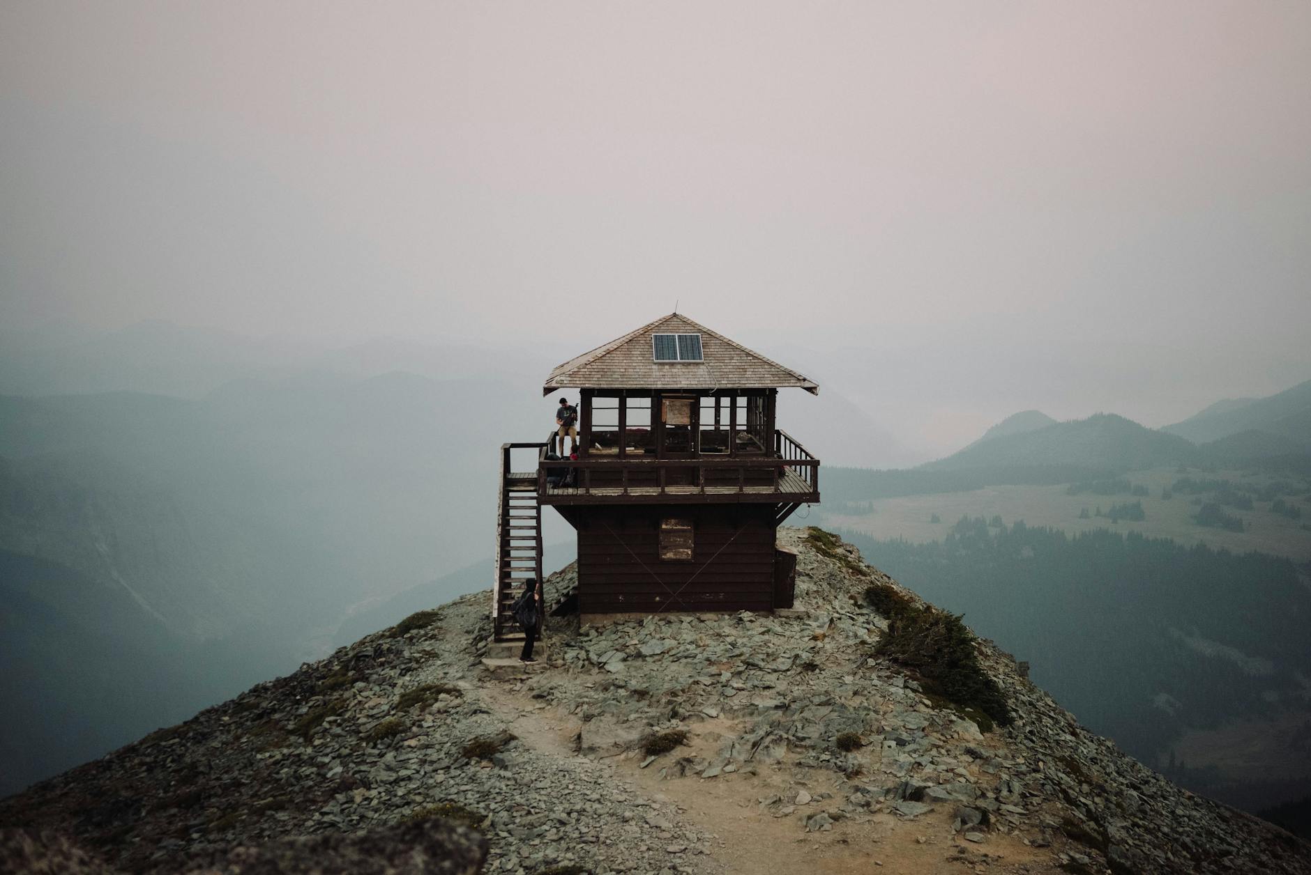 lonely wooden house on high mountain