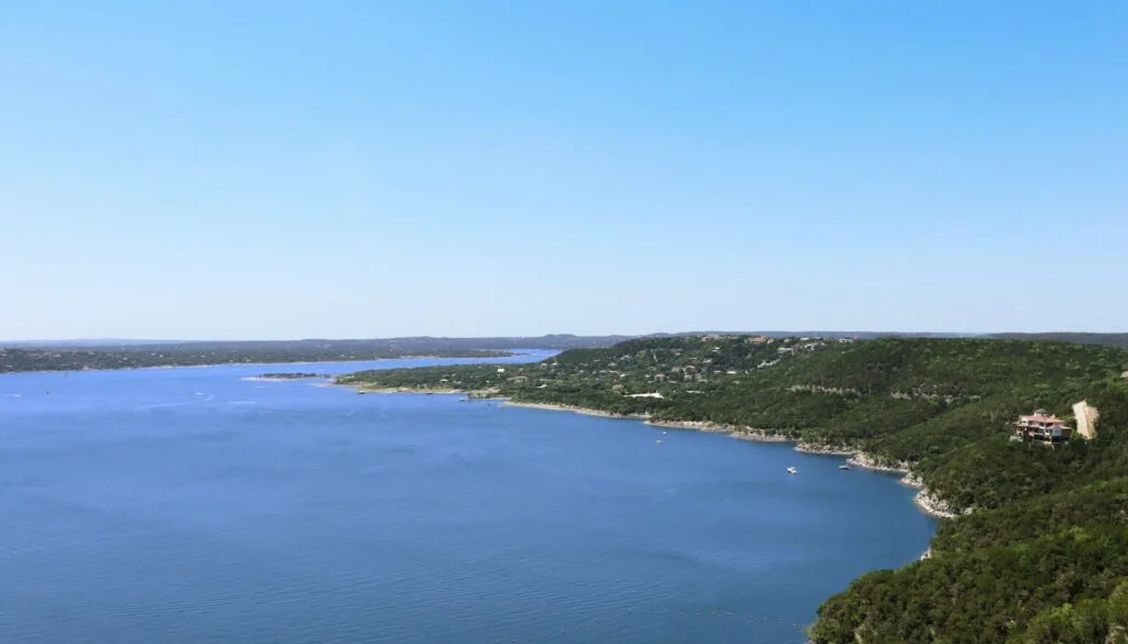 Lake travis from the oasis near austin, texas.