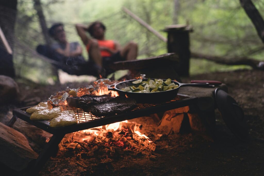 Food over campfire