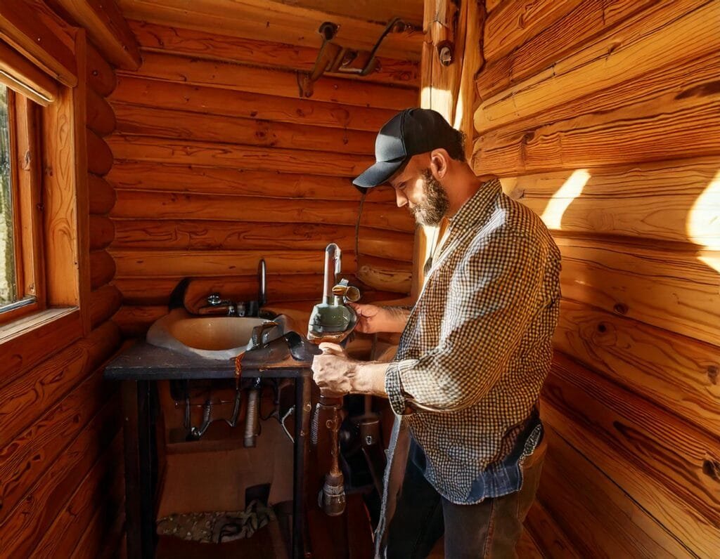 A man in a cabin