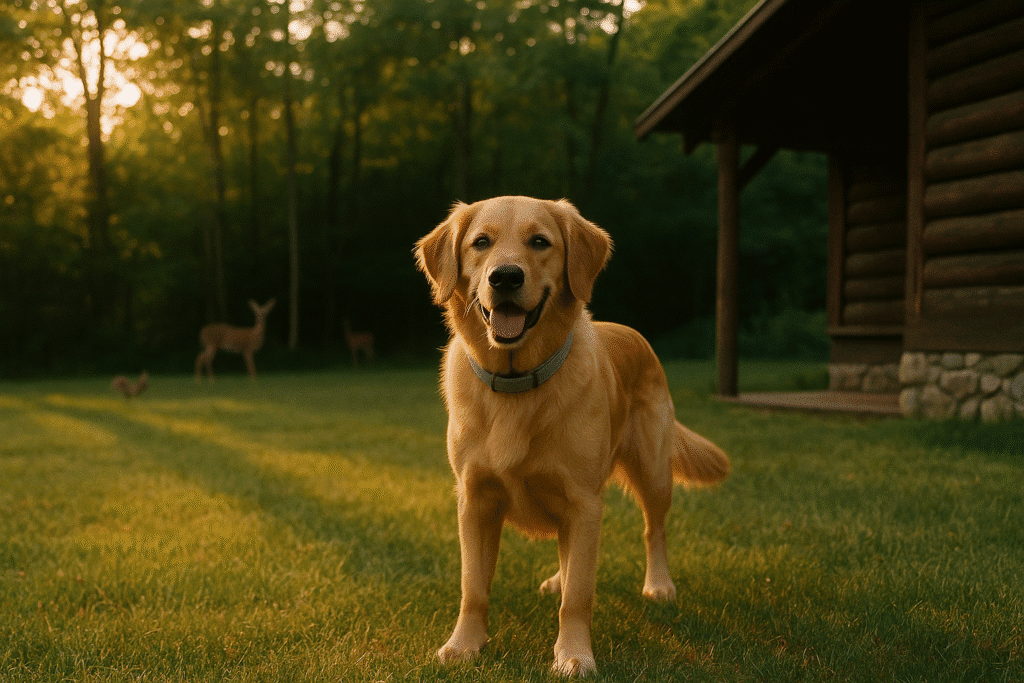 A dog standing in a yard