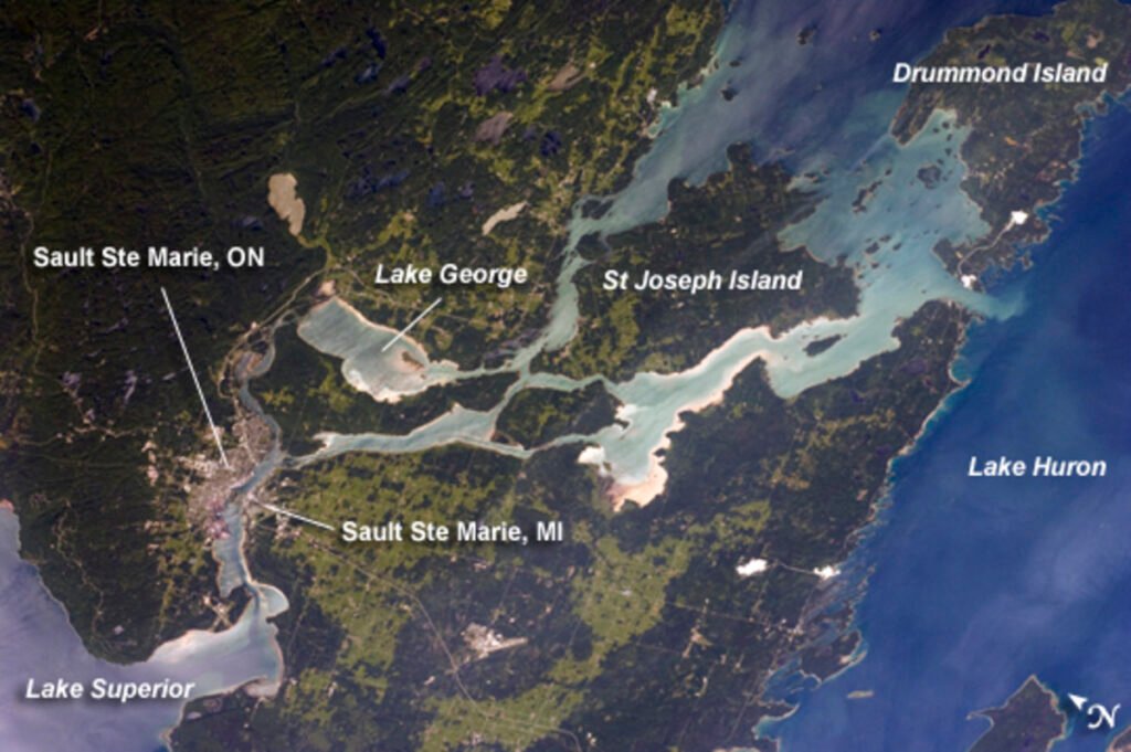 Satellite view of Sault Ste Marie