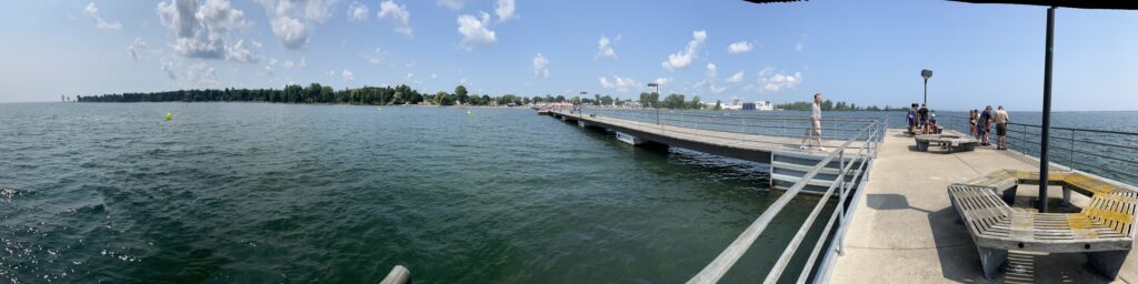 Pier extending over calm water