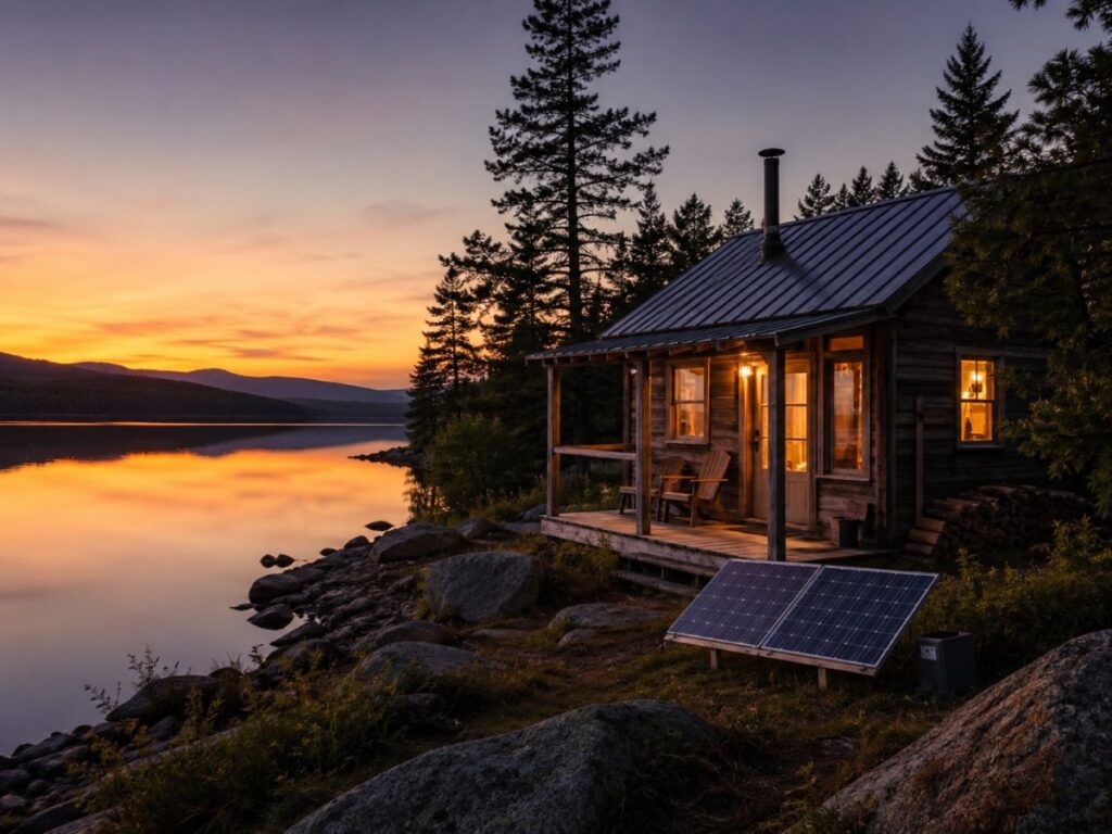 Solar panels at night