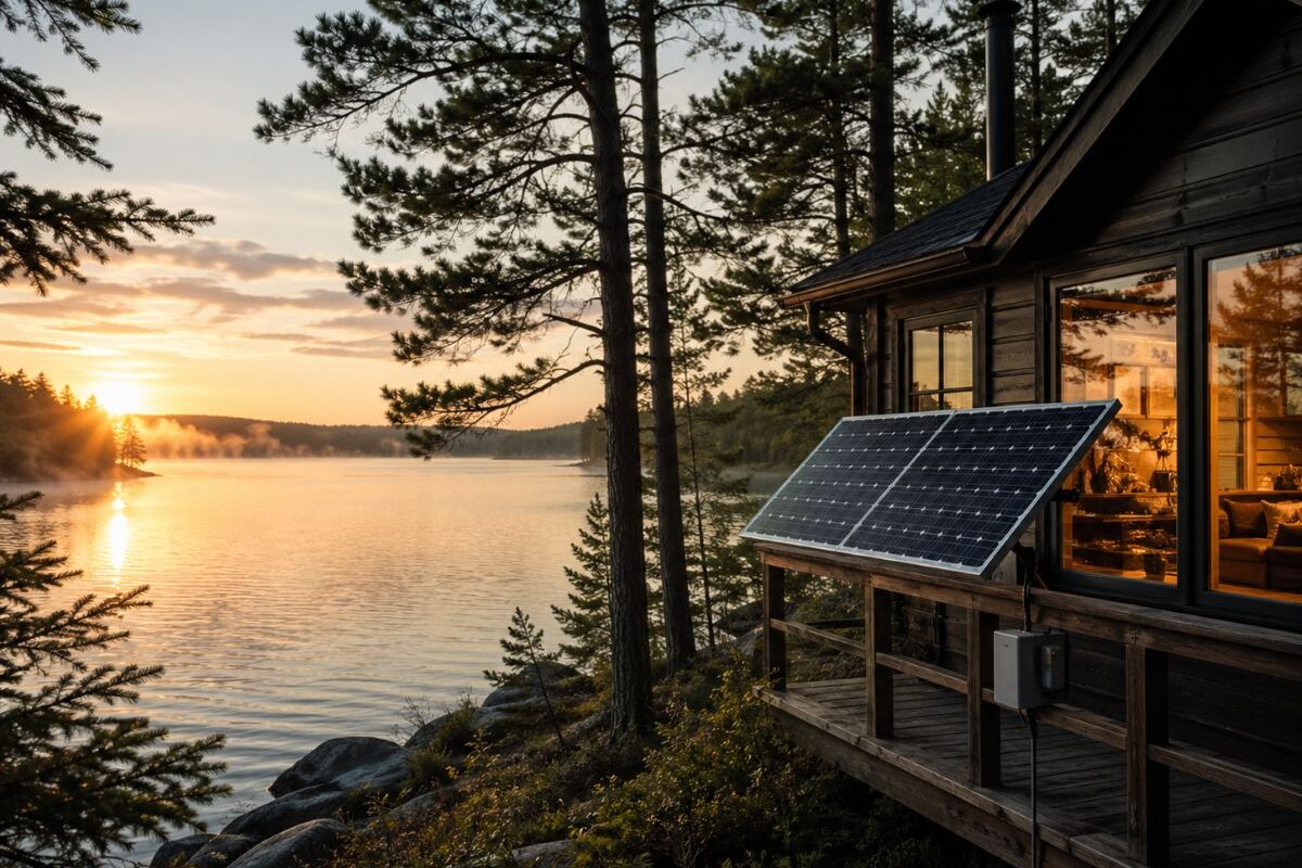 Plug and play solar for cabins - lake shot
